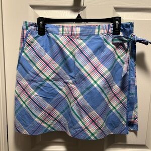 NEW Golftini | Blue Green Pink Plaid Skort Tie Sz 12